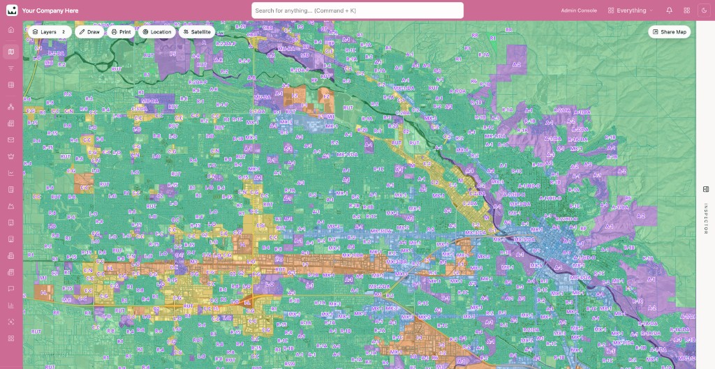Parcel map with zoning coverage across commercial real estate segments